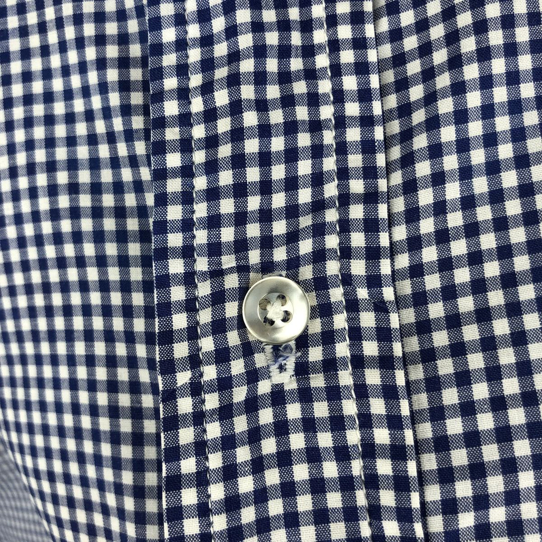 Brooks Brothers Est.1818 Gingham Check Long Sleeve Button-Down Shirt, Made in USA, Men's Size L (approx.) cotton blue type Vintage Second Hand