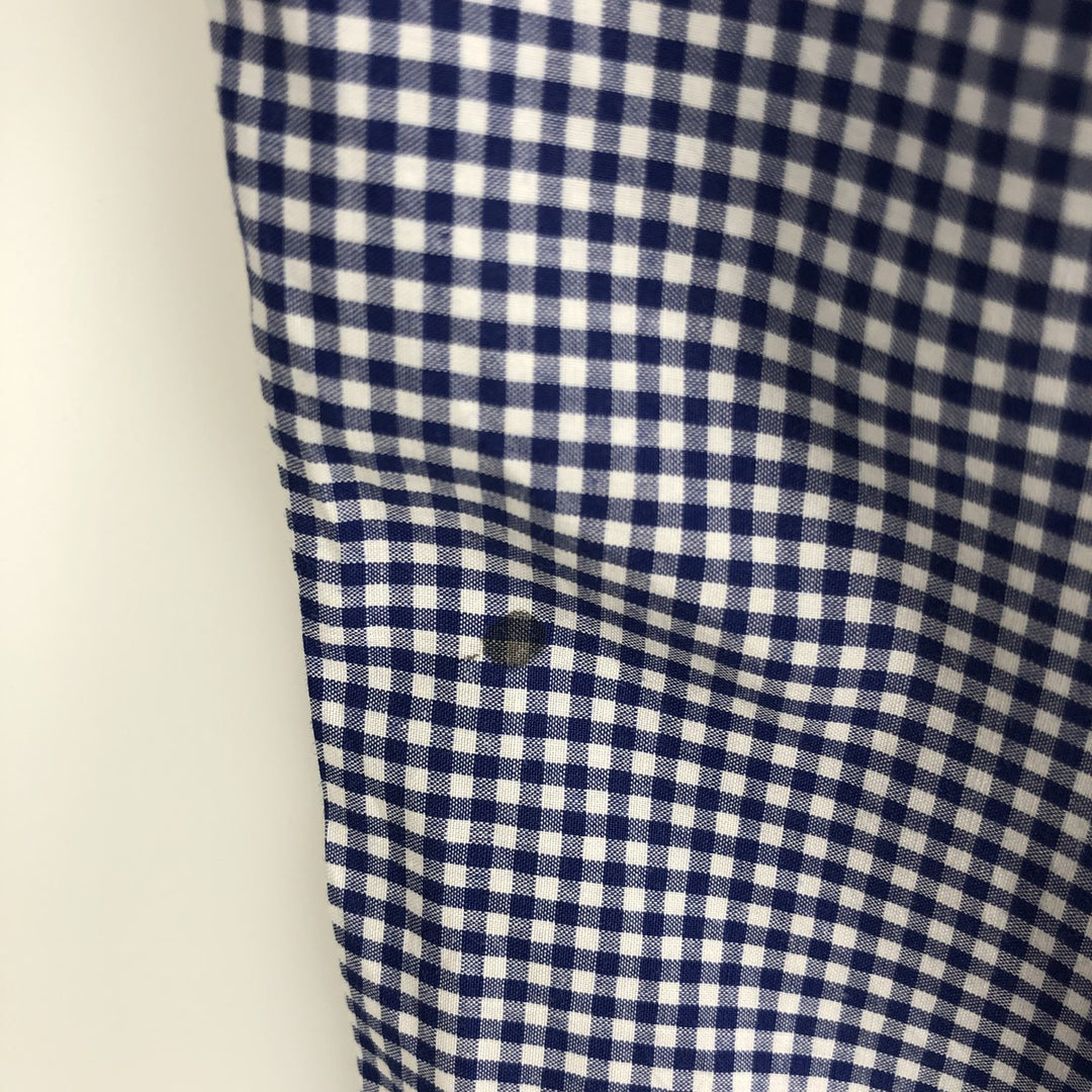 Brooks Brothers Est.1818 Gingham Check Long Sleeve Button-Down Shirt, Made in USA, Men's Size L (approx.) cotton blue type Vintage Second Hand