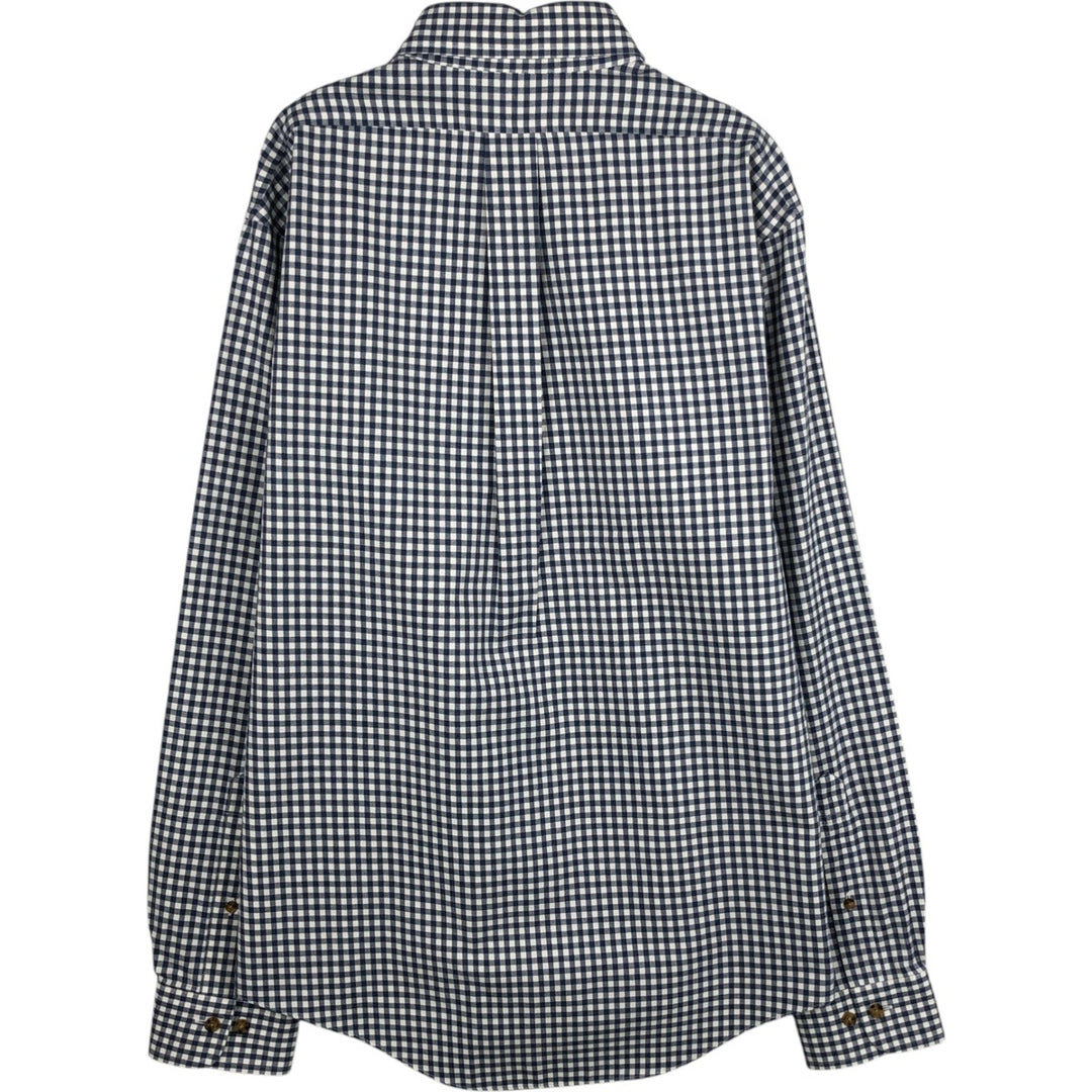 Brooks Brothers Est.1818 Gingham Check Long Sleeve Button-Down Check Shirt Men's Size L cotton navy blue type Vintage Second Hand