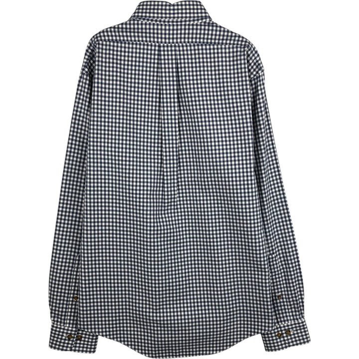 Brooks Brothers Est.1818 Gingham Check Long Sleeve Button-Down Check Shirt Men's Size L cotton navy blue type Vintage Second Hand