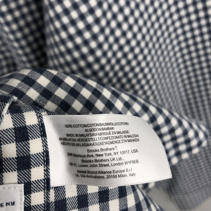 Brooks Brothers Est.1818 Gingham Check Long Sleeve Button-Down Check Shirt Men's Size L cotton navy blue type Vintage Second Hand