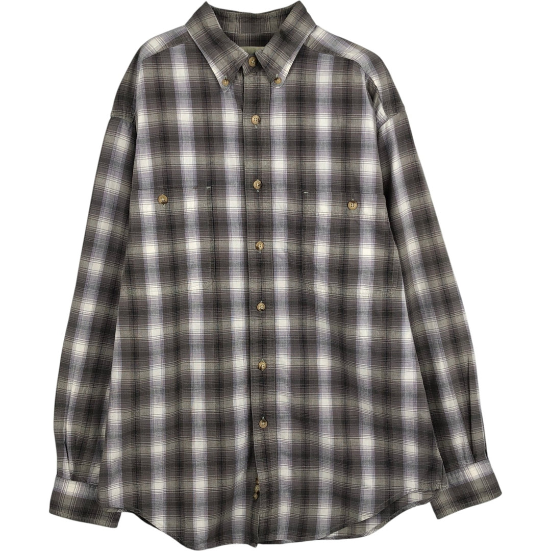 Eddie Bauer Long Sleeve Button-Down Check Shirt, Men's Size M cotton Khaki type Vintage Second Hand