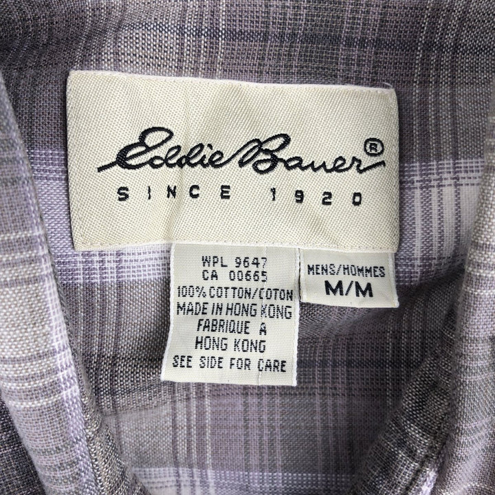 Eddie Bauer Long Sleeve Button-Down Check Shirt, Men's Size M cotton Khaki type Vintage Second Hand