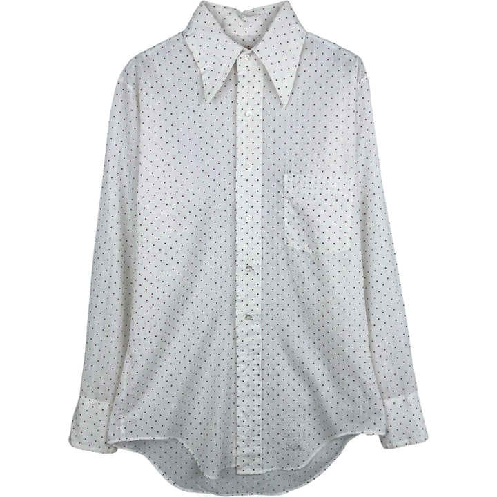Vintage 1970'S Arrow Dot Pattern Long Sleeve Polyester Shirt, Men's Size Medium cotton white type Vintage Second Hand