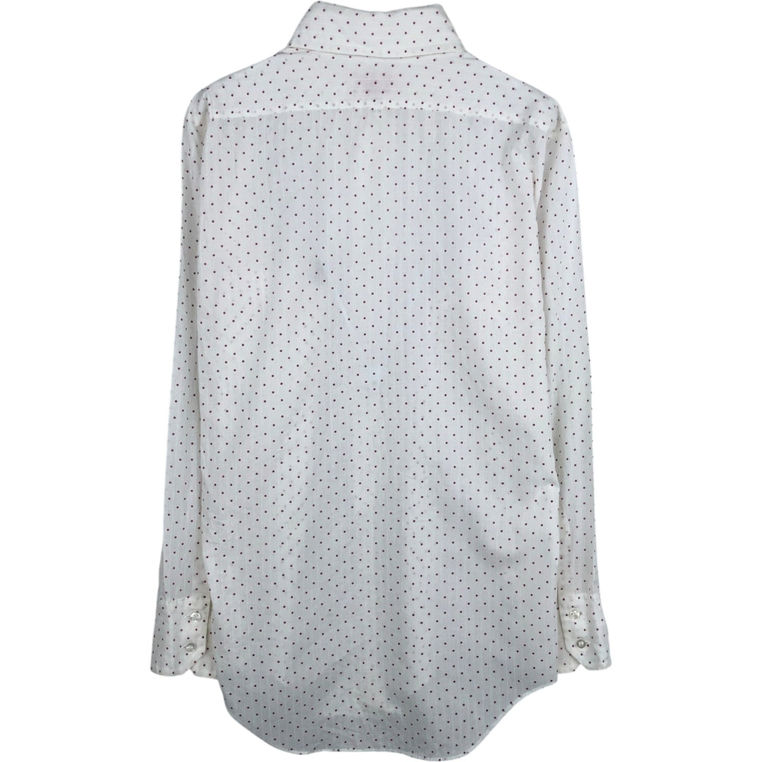 Vintage 1970'S Arrow Dot Pattern Long Sleeve Polyester Shirt, Men's Size Medium cotton white type Vintage Second Hand