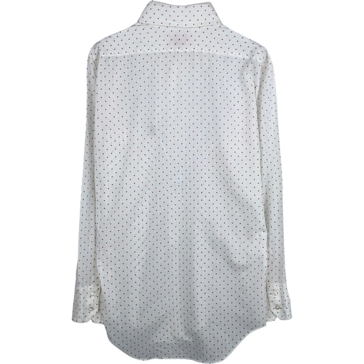 Vintage 1970'S Arrow Dot Pattern Long Sleeve Polyester Shirt, Men's Size Medium cotton white type Vintage Second Hand