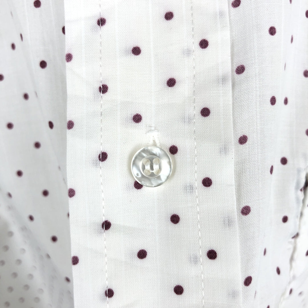 Vintage 1970'S Arrow Dot Pattern Long Sleeve Polyester Shirt, Men's Size Medium cotton white type Vintage Second Hand