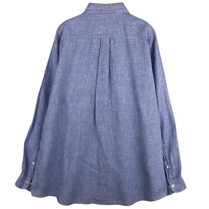 Brooks Brothers Est.1818 Check Pattern Long-Sleeve Button-Down Shirt, Men's Size XL (approx.) linen Blue type light blue Vintage Second Hand