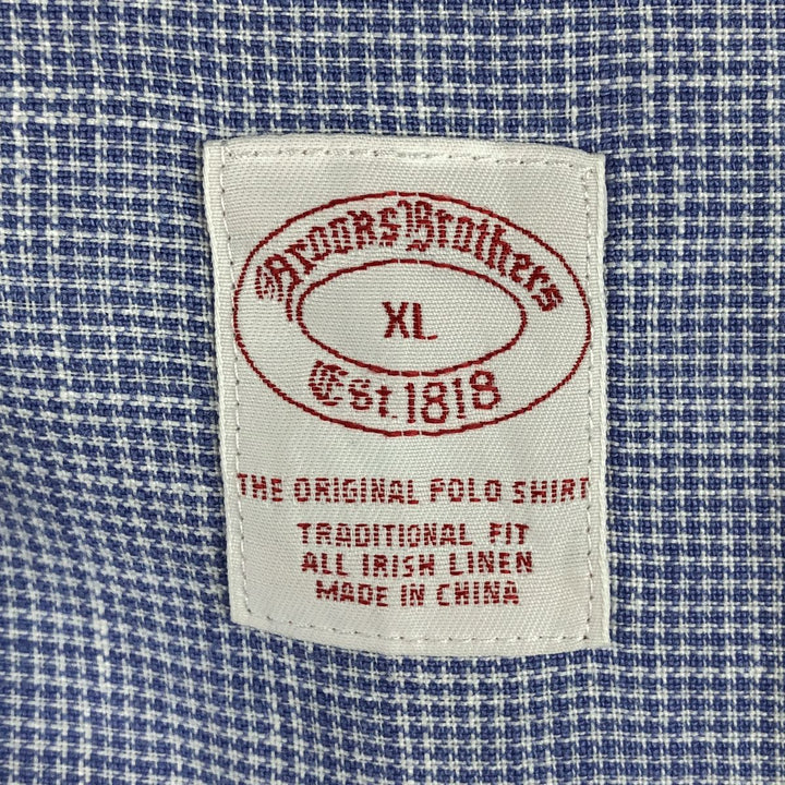 Brooks Brothers Est.1818 Check Pattern Long-Sleeve Button-Down Shirt, Men's Size XL (approx.) linen Blue type light blue Vintage Second Hand