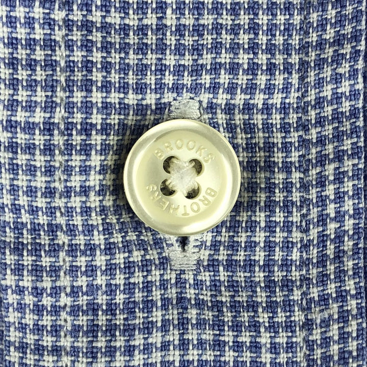 Brooks Brothers Est.1818 Check Pattern Long-Sleeve Button-Down Shirt, Men's Size XL (approx.) linen Blue type light blue Vintage Second Hand