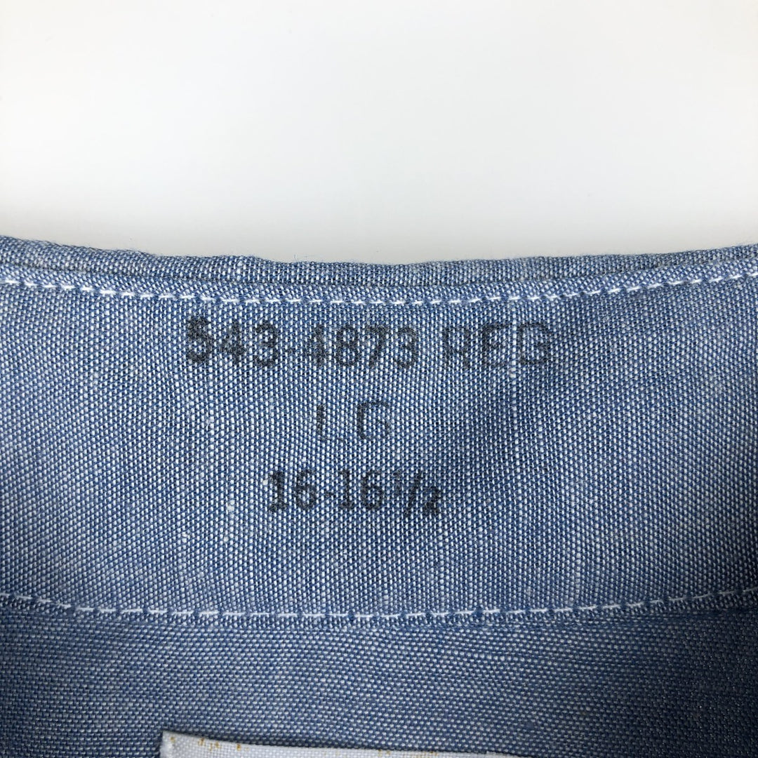 1970'S JCPenney BIG MAC Long-Sleeve Chambray Shirt, Men's Size XL (Equivalent), Vintage cotton Blue type light blue Vintage Second Hand