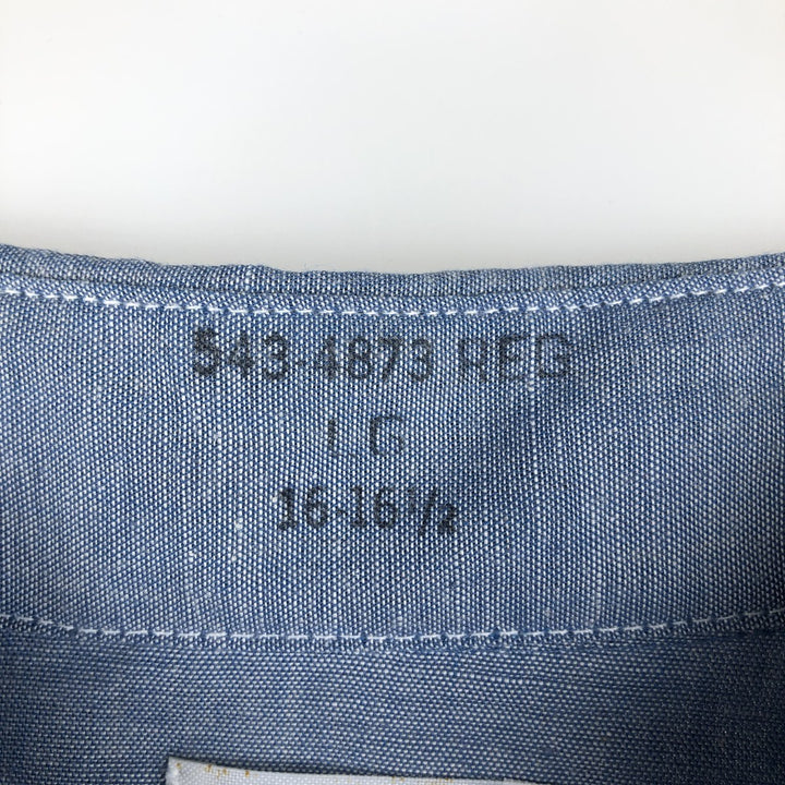 1970'S JCPenney BIG MAC Long-Sleeve Chambray Shirt, Men's Size XL (Equivalent), Vintage cotton Blue type light blue Vintage Second Hand
