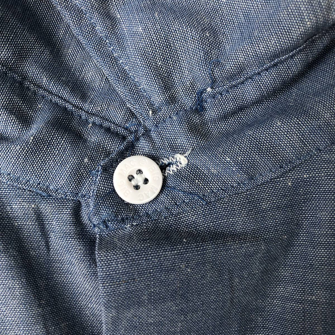 1970'S JCPenney BIG MAC Long-Sleeve Chambray Shirt, Men's Size XL (Equivalent), Vintage cotton Blue type light blue Vintage Second Hand