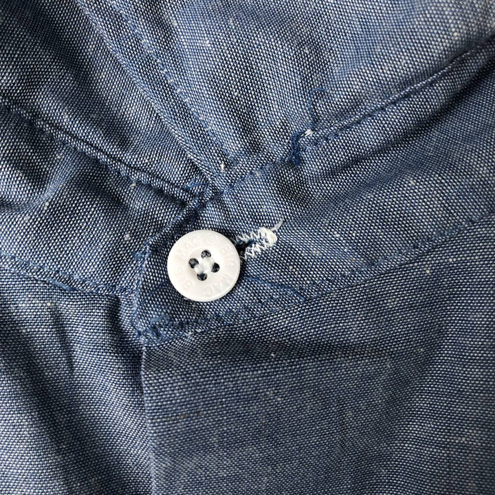 1970'S JCPenney BIG MAC Long-Sleeve Chambray Shirt, Men's Size XL (Equivalent), Vintage cotton Blue type light blue Vintage Second Hand