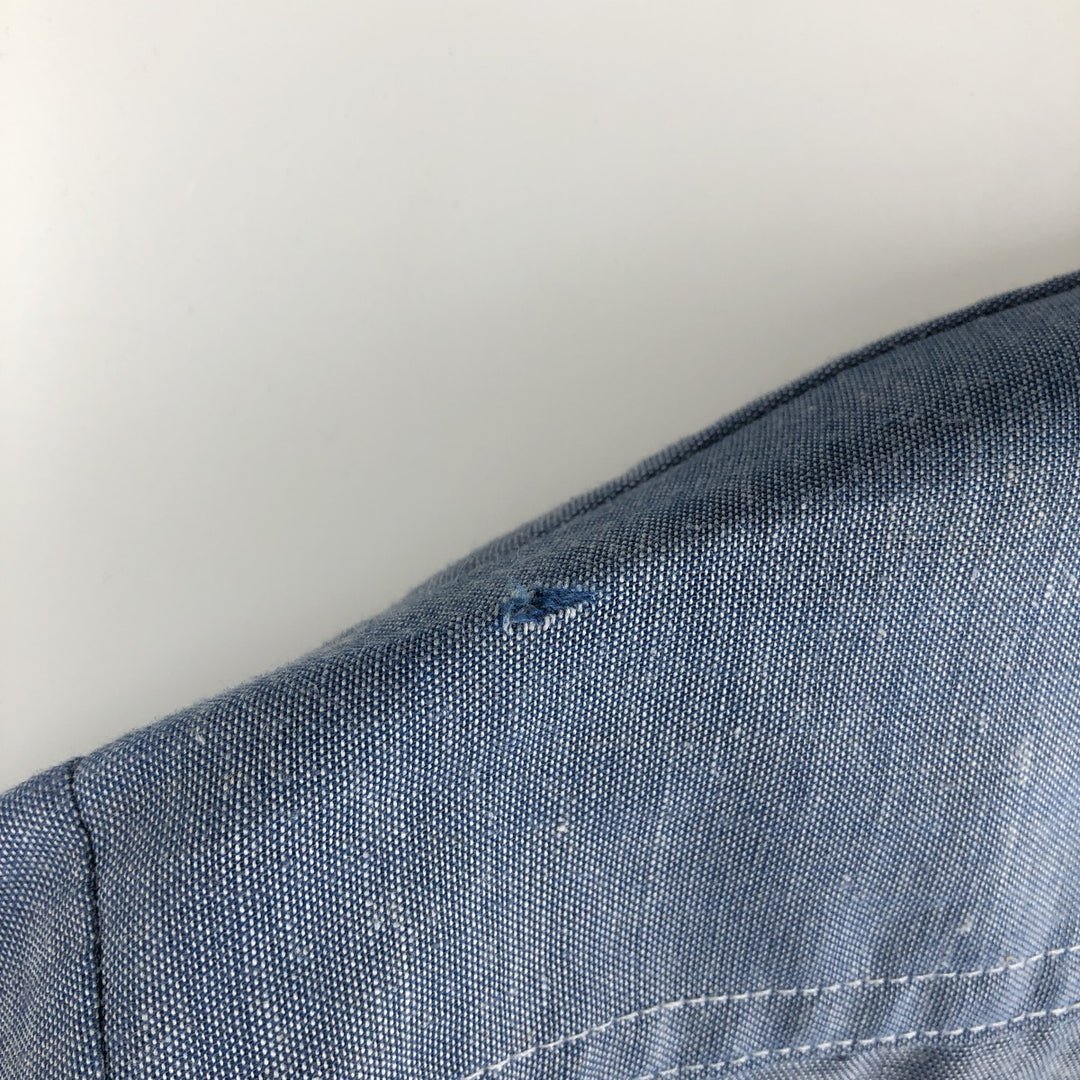 1970'S JCPenney BIG MAC Long-Sleeve Chambray Shirt, Men's Size XL (Equivalent), Vintage cotton Blue type light blue Vintage Second Hand