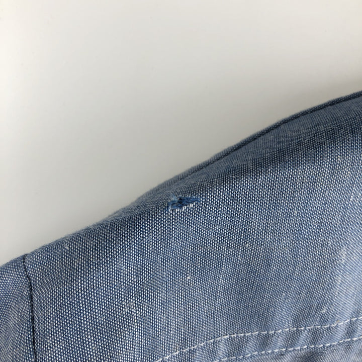 1970'S JCPenney BIG MAC Long-Sleeve Chambray Shirt, Men's Size XL (Equivalent), Vintage cotton Blue type light blue Vintage Second Hand