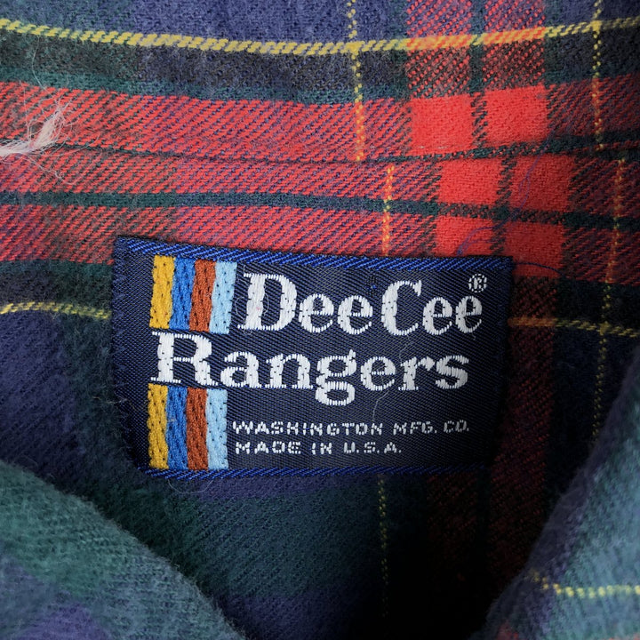 DeeCee Madras Check Long-Sleeve Western Shirt, Made in USA, Men's XL Equivalent unclear navy blue type Vintage Second Hand