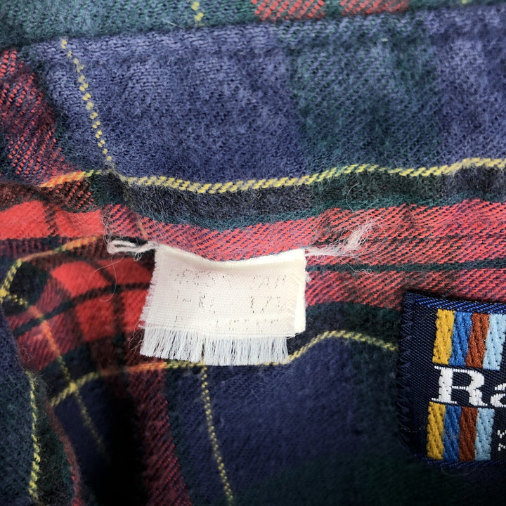 DeeCee Madras Check Long-Sleeve Western Shirt, Made in USA, Men's XL Equivalent unclear navy blue type Vintage Second Hand