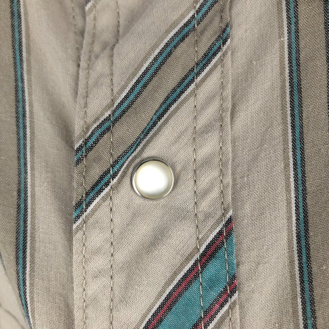 Wrangler Western Shirts, Stripe Pattern, Long Sleeve, Men's XXL equivalent, Western Yoke unclear Beige type Vintage Second Hand