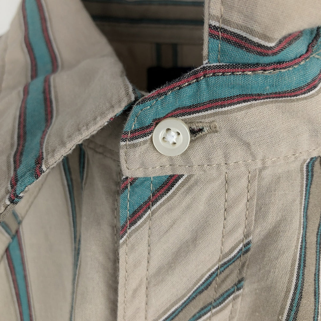 Wrangler Western Shirts, Stripe Pattern, Long Sleeve, Men's XXL equivalent, Western Yoke unclear Beige type Vintage Second Hand