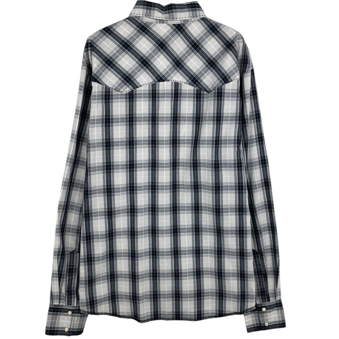 Wrangler Check Pattern Long-Sleeve Western Shirt, Men's Size L (approx.) unclear white type Vintage Second Hand