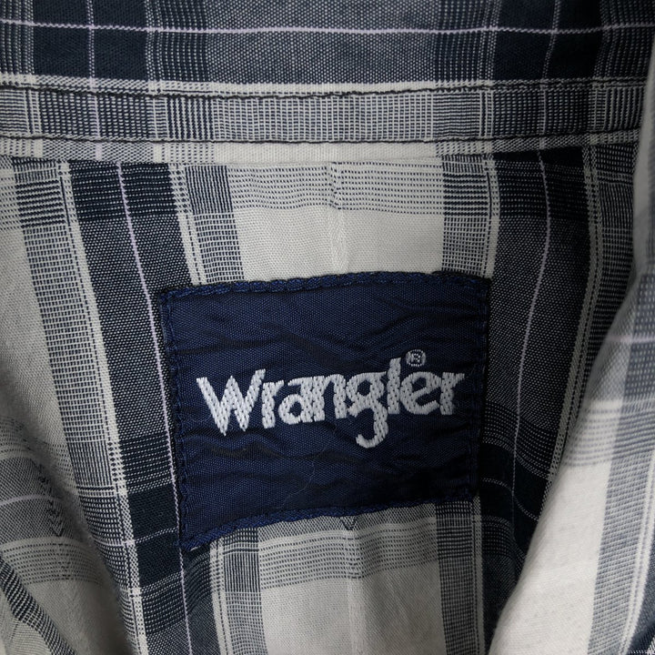Wrangler Check Pattern Long-Sleeve Western Shirt, Men's Size L (approx.) unclear white type Vintage Second Hand
