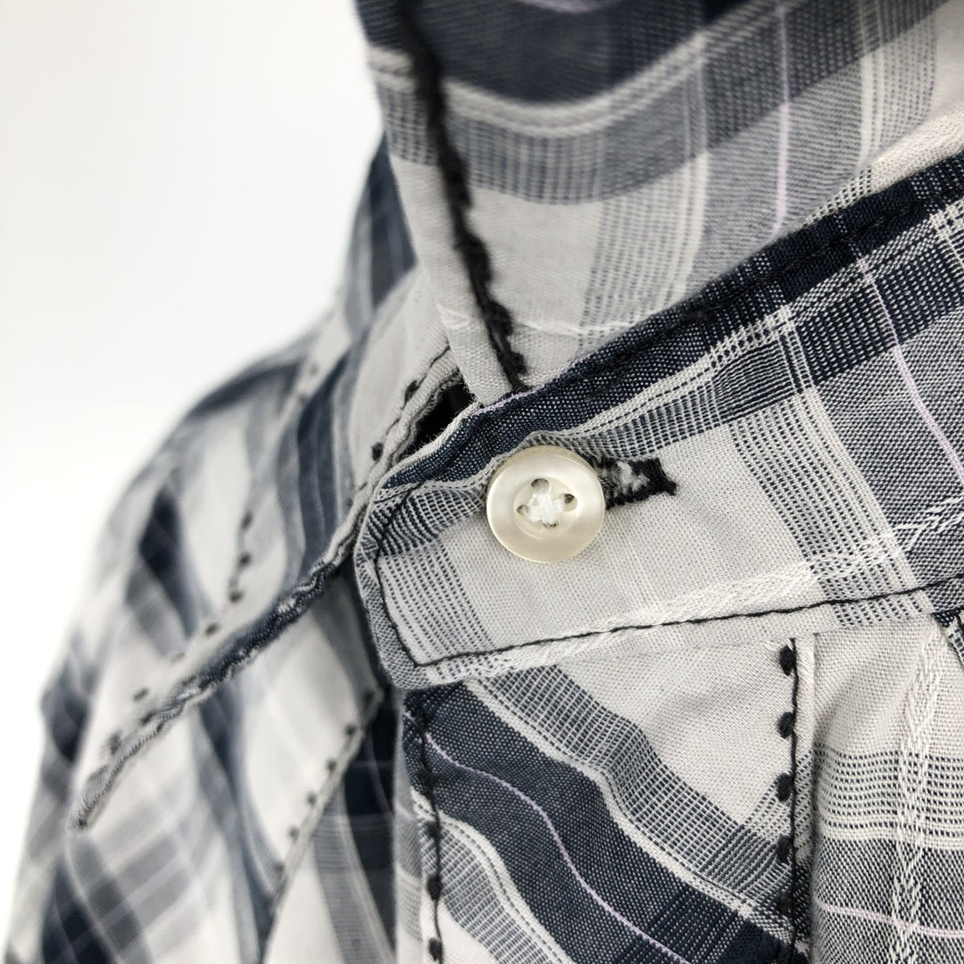Wrangler Check Pattern Long-Sleeve Western Shirt, Men's Size L (approx.) unclear white type Vintage Second Hand