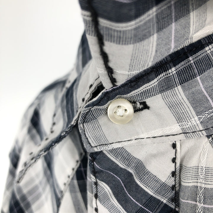 Wrangler Check Pattern Long-Sleeve Western Shirt, Men's Size L (approx.) unclear white type Vintage Second Hand