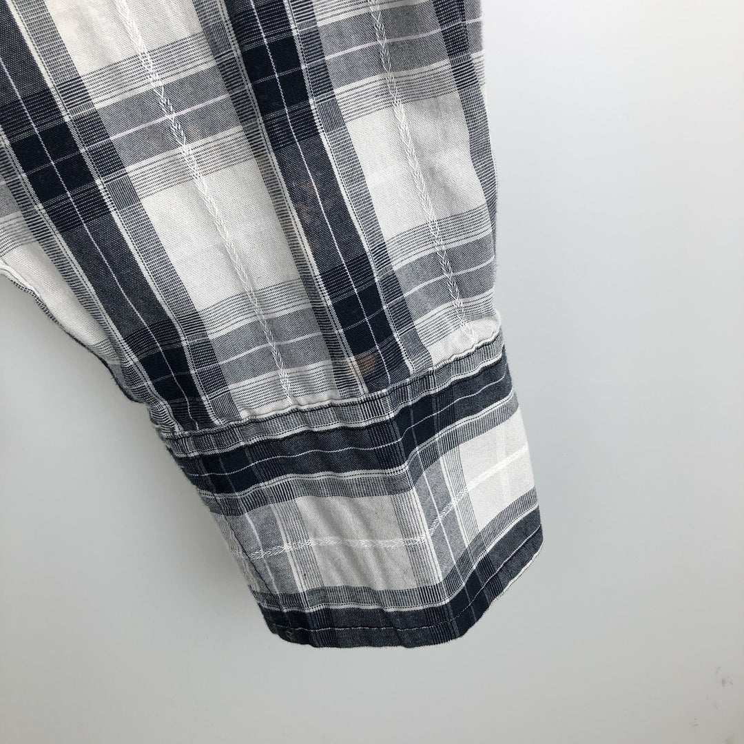 Wrangler Check Pattern Long-Sleeve Western Shirt, Men's Size L (approx.) unclear white type Vintage Second Hand
