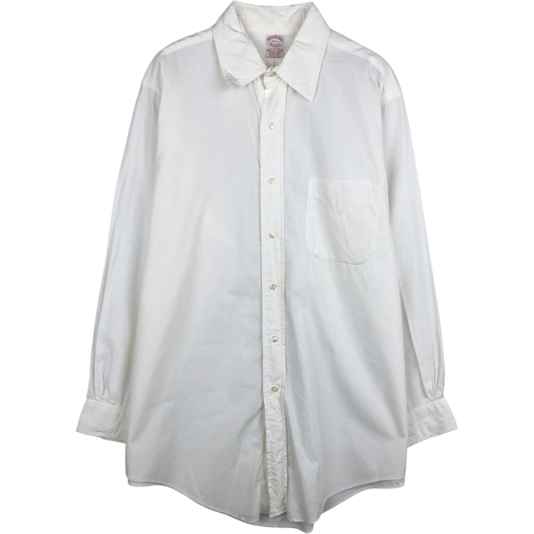 Brooks Brothers MAKERS Long Sleeve Cotton Shirt, Made in USA, Men's Size Medium cotton white type Vintage Second Hand