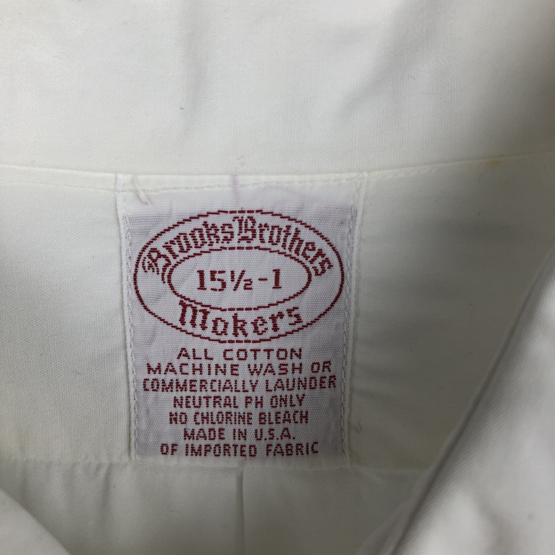 Brooks Brothers MAKERS Long Sleeve Cotton Shirt, Made in USA, Men's Size Medium cotton white type Vintage Second Hand