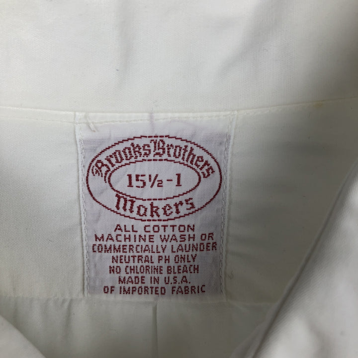 Brooks Brothers MAKERS Long Sleeve Cotton Shirt, Made in USA, Men's Size Medium cotton white type Vintage Second Hand