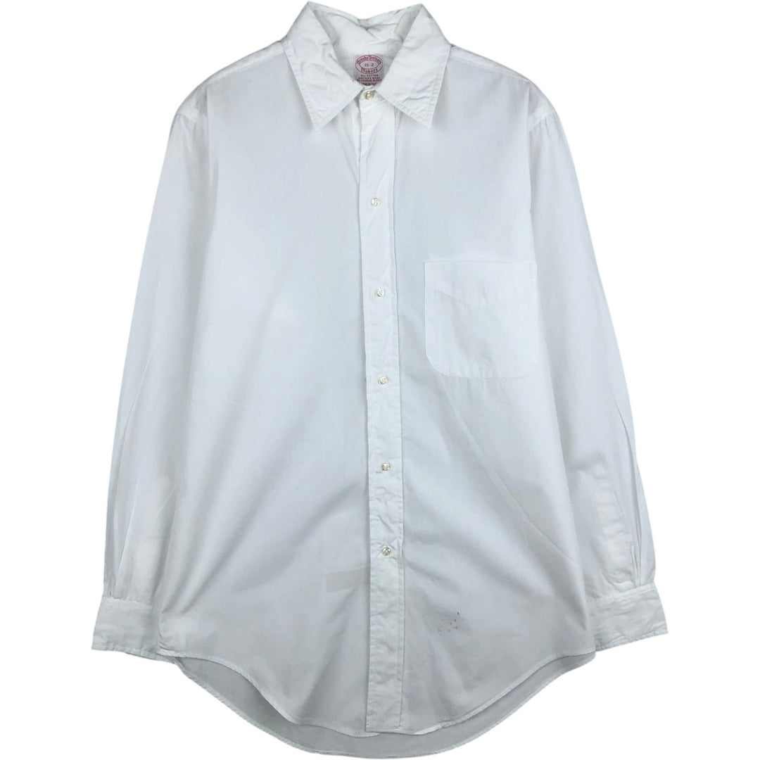 1970'S Brooks Brothers MAKERS 6-button long-sleeve cotton shirt, made in USA, men's size M equivalent, vintage. cotton white type Vintage Second Hand