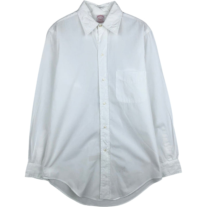 1970'S Brooks Brothers MAKERS 6-button long-sleeve cotton shirt, made in USA, men's size M equivalent, vintage. cotton white type Vintage Second Hand