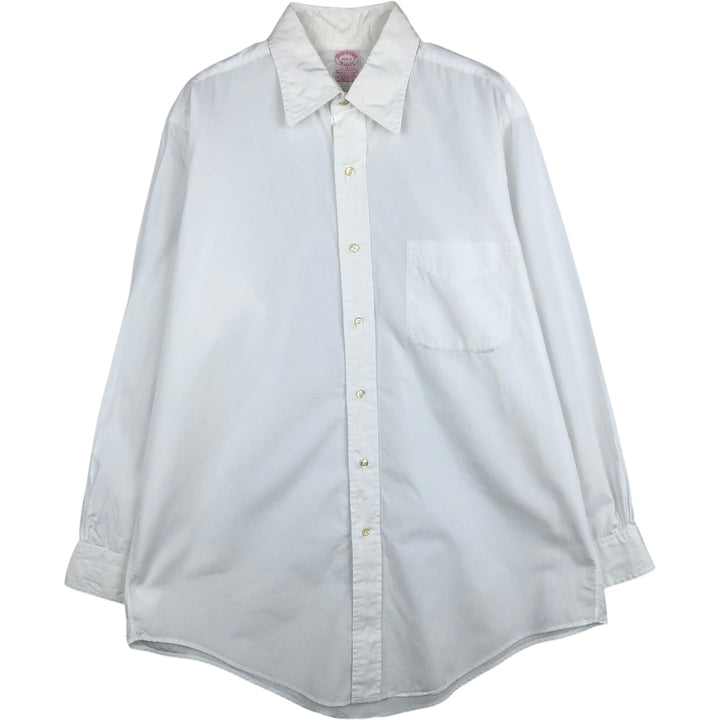 Brooks Brothers MAKERS Long Sleeve Cotton Shirt, Made in USA, Men's Size Medium cotton white type Vintage Second Hand