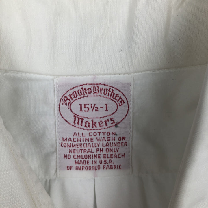 Brooks Brothers MAKERS Long Sleeve Cotton Shirt, Made in USA, Men's Size Medium cotton white type Vintage Second Hand