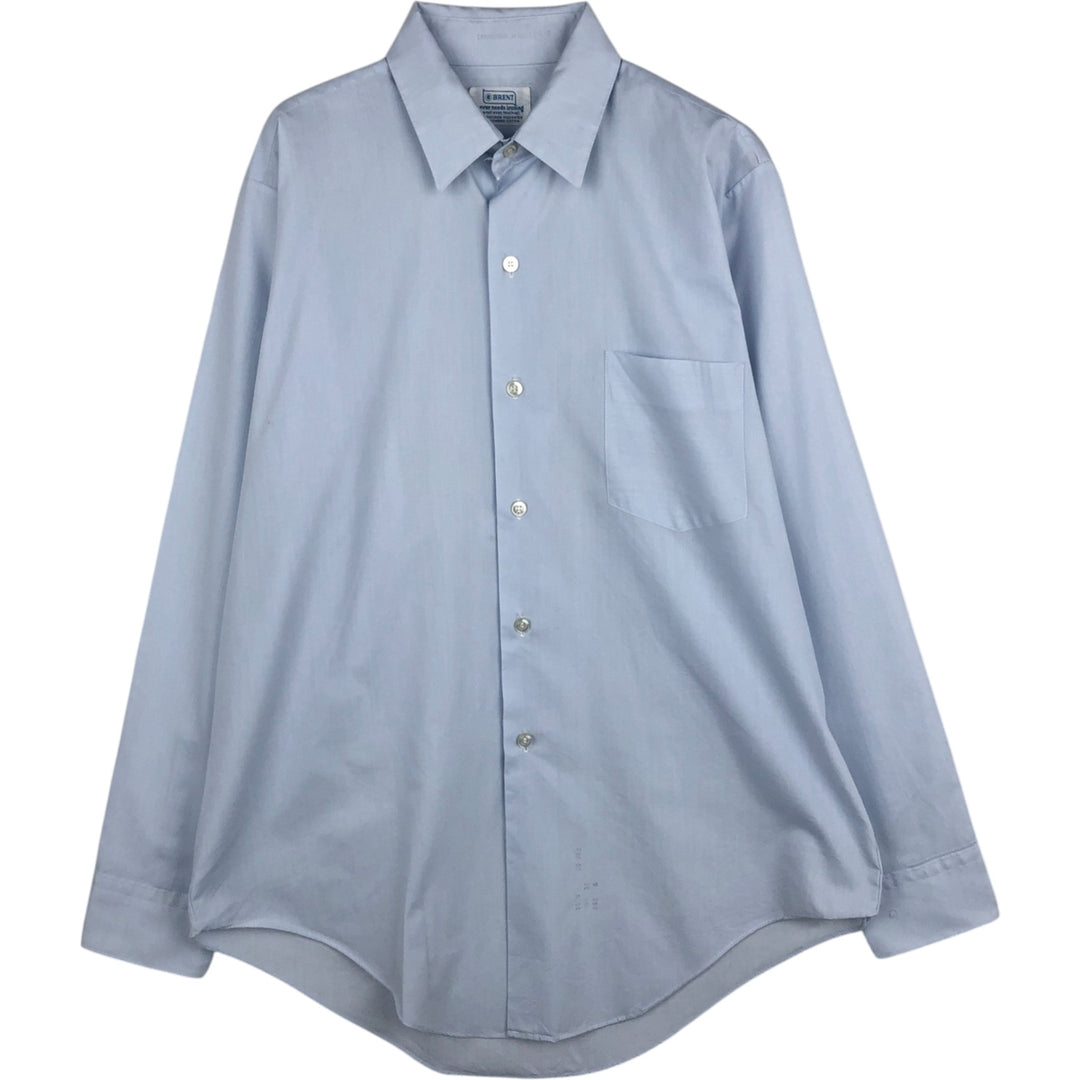 Vintage 60s-70'S Brent long-sleeved poly-cotton shirt, men's size L equivalent. Dacron Blue type light blue Vintage Second Hand