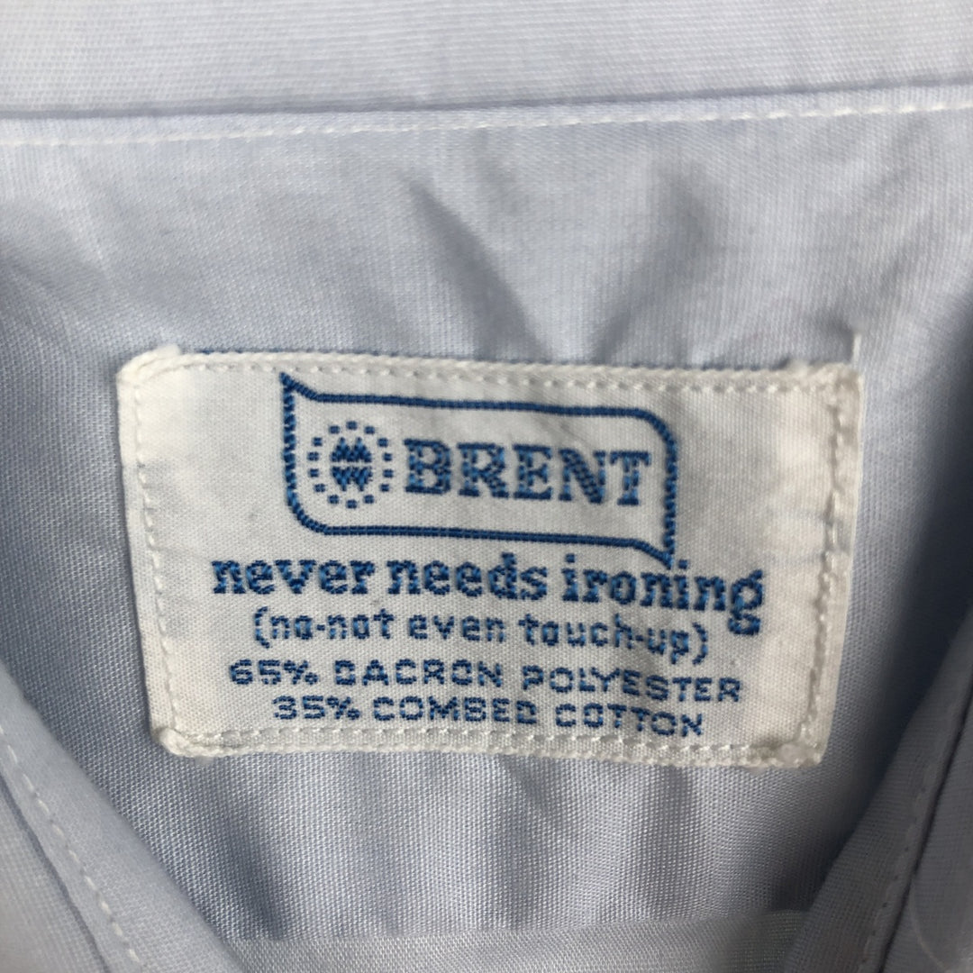 Vintage 60s-70'S Brent long-sleeved poly-cotton shirt, men's size L equivalent. Dacron Blue type light blue Vintage Second Hand