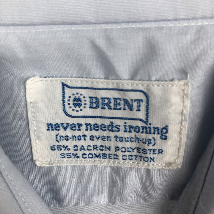 Vintage 60s-70'S Brent long-sleeved poly-cotton shirt, men's size L equivalent. Dacron Blue type light blue Vintage Second Hand