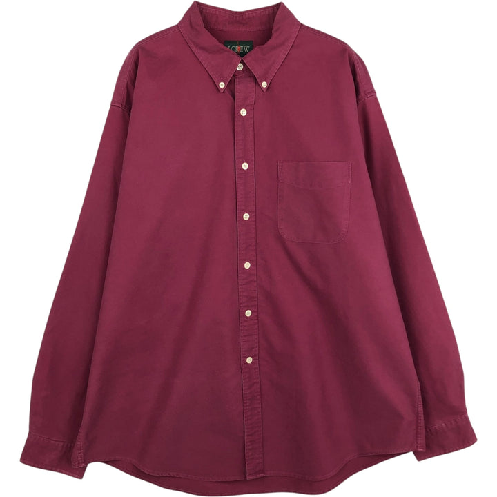 90'S J.Crew Long-Sleeve Button-Down Shirt, Men's Size XL (Equivalent), Vintage cotton wine-red Vintage Second Hand