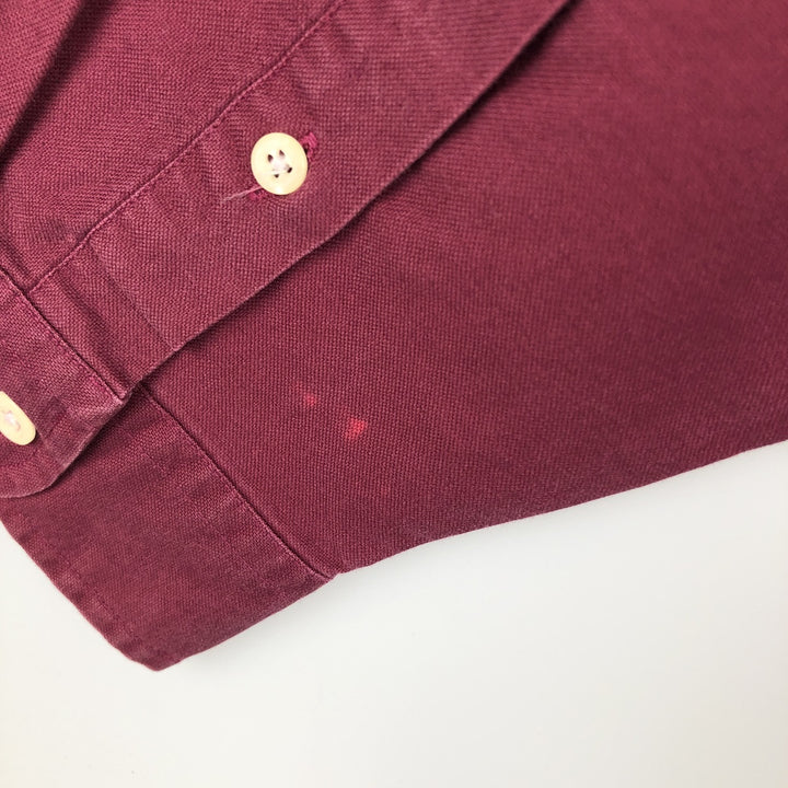 90'S J.Crew Long-Sleeve Button-Down Shirt, Men's Size XL (Equivalent), Vintage cotton wine-red Vintage Second Hand