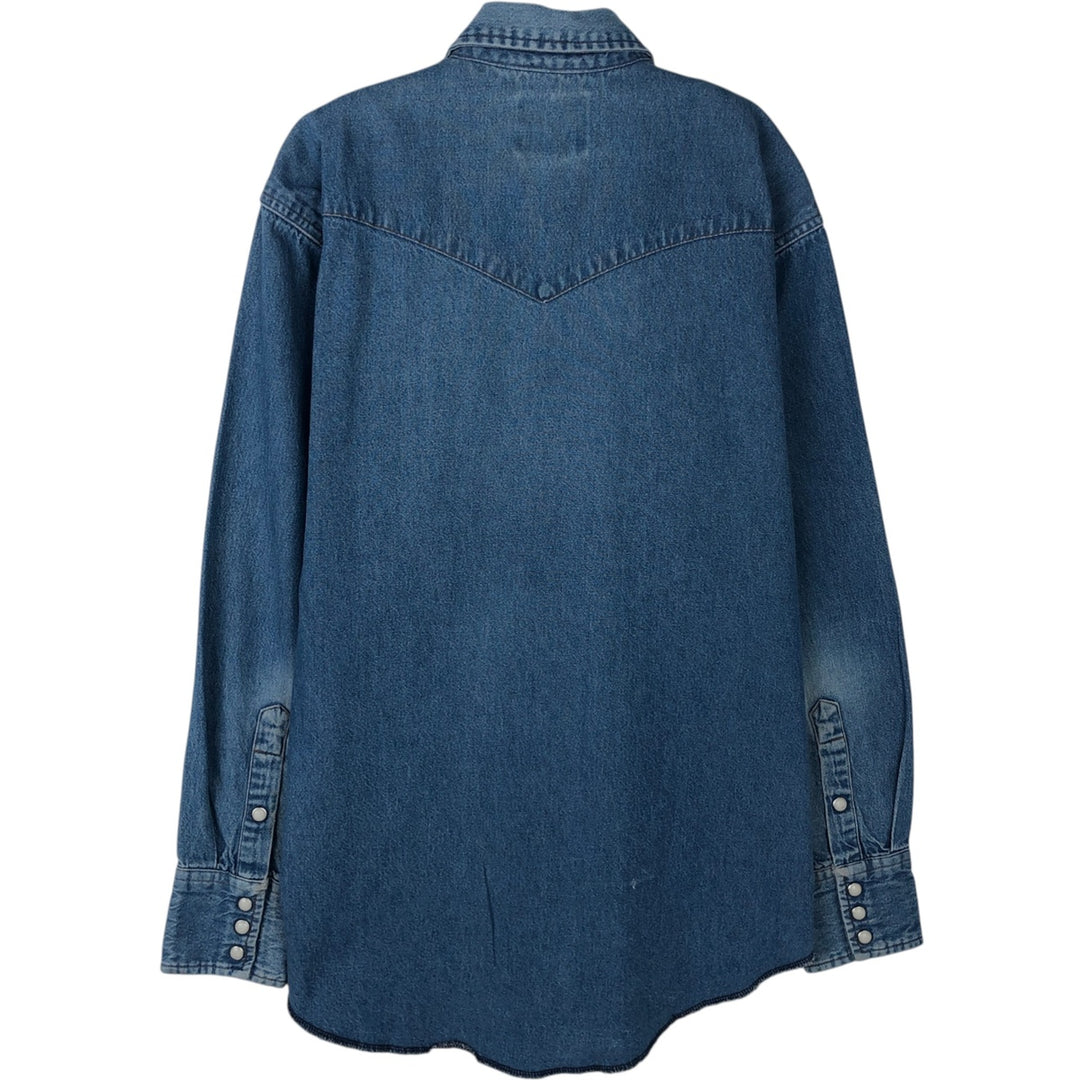 Wrangler Long Sleeve Denim Western Shirt, Men's Size Medium cotton blue type Vintage Second Hand