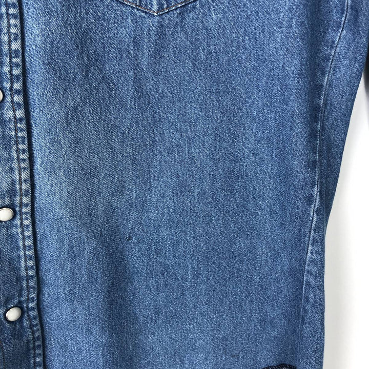 Wrangler Long Sleeve Denim Western Shirt, Men's Size Medium cotton blue type Vintage Second Hand