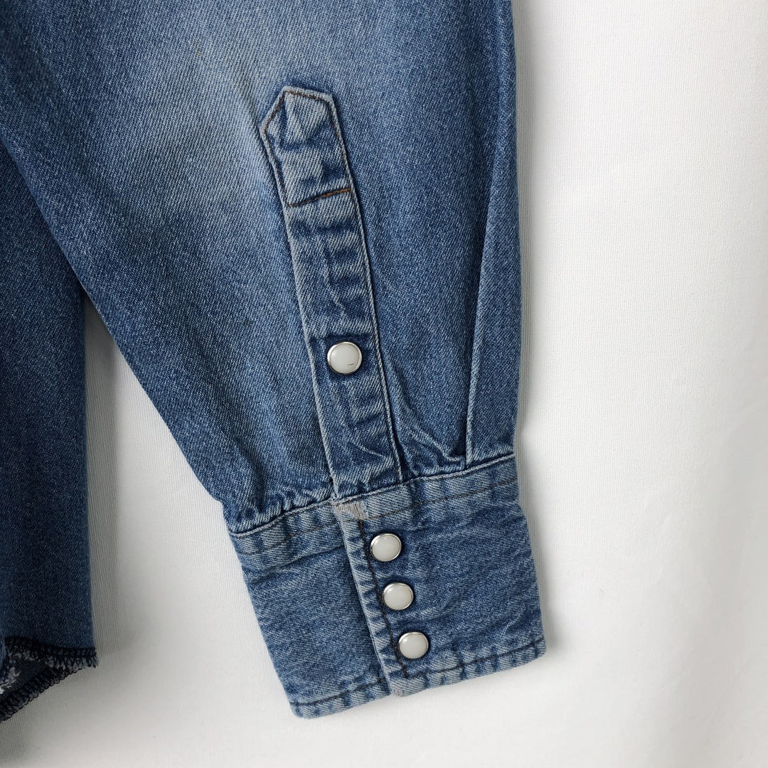 Wrangler Long Sleeve Denim Western Shirt, Men's Size Medium cotton blue type Vintage Second Hand