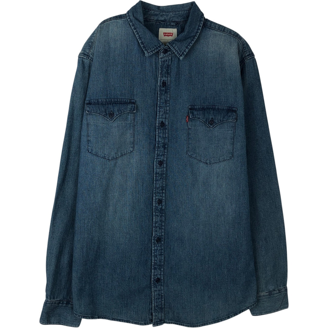 Levi's long sleeve denim shirt, men's size L cotton blue type Vintage Second Hand