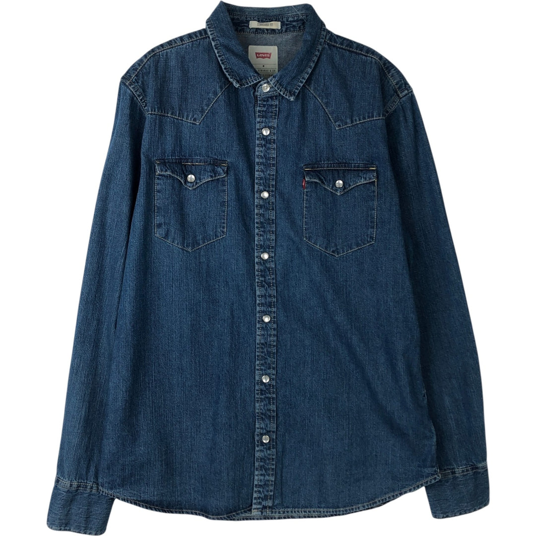 Levi's long-sleeved denim western shirt, men's size M equivalent, vintage. cotton blue type Vintage Second Hand