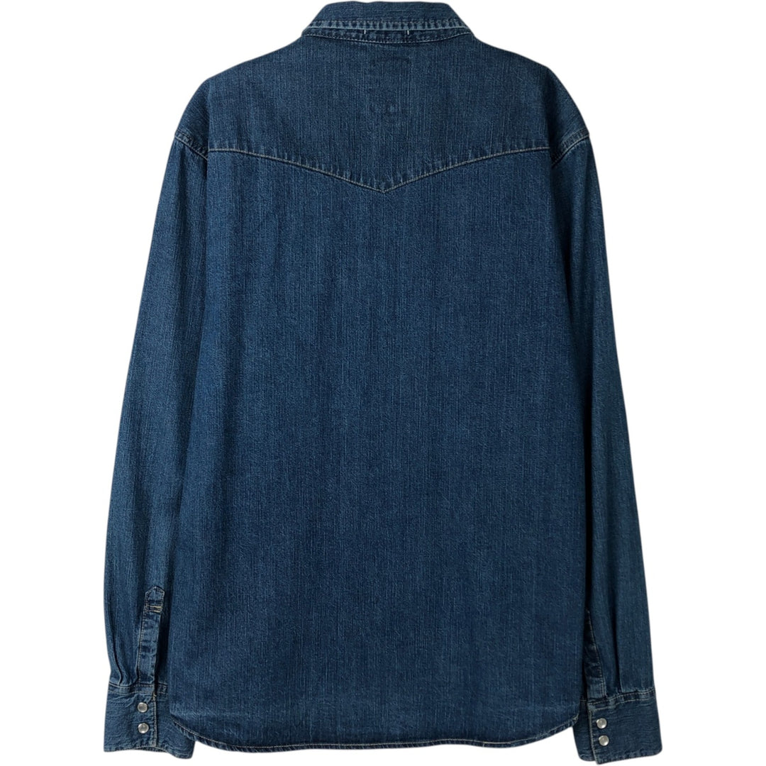 Levi's long-sleeved denim western shirt, men's size M equivalent, vintage. cotton blue type Vintage Second Hand