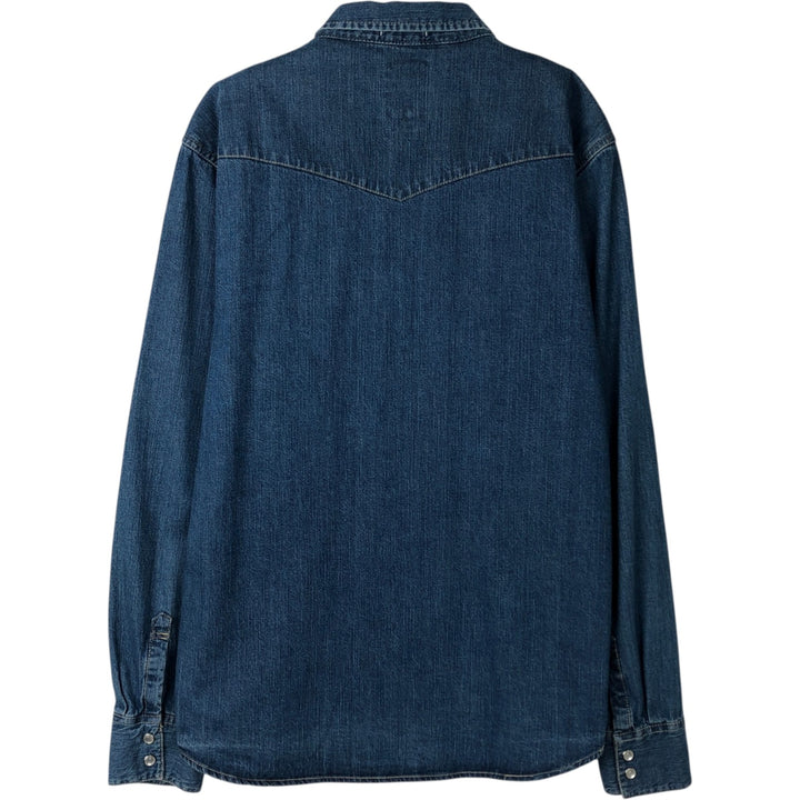 Levi's long-sleeved denim western shirt, men's size M equivalent, vintage. cotton blue type Vintage Second Hand