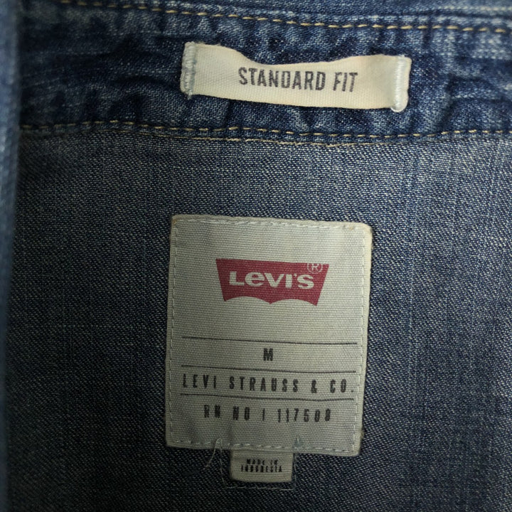 Levi's long-sleeved denim western shirt, men's size M equivalent, vintage. cotton blue type Vintage Second Hand