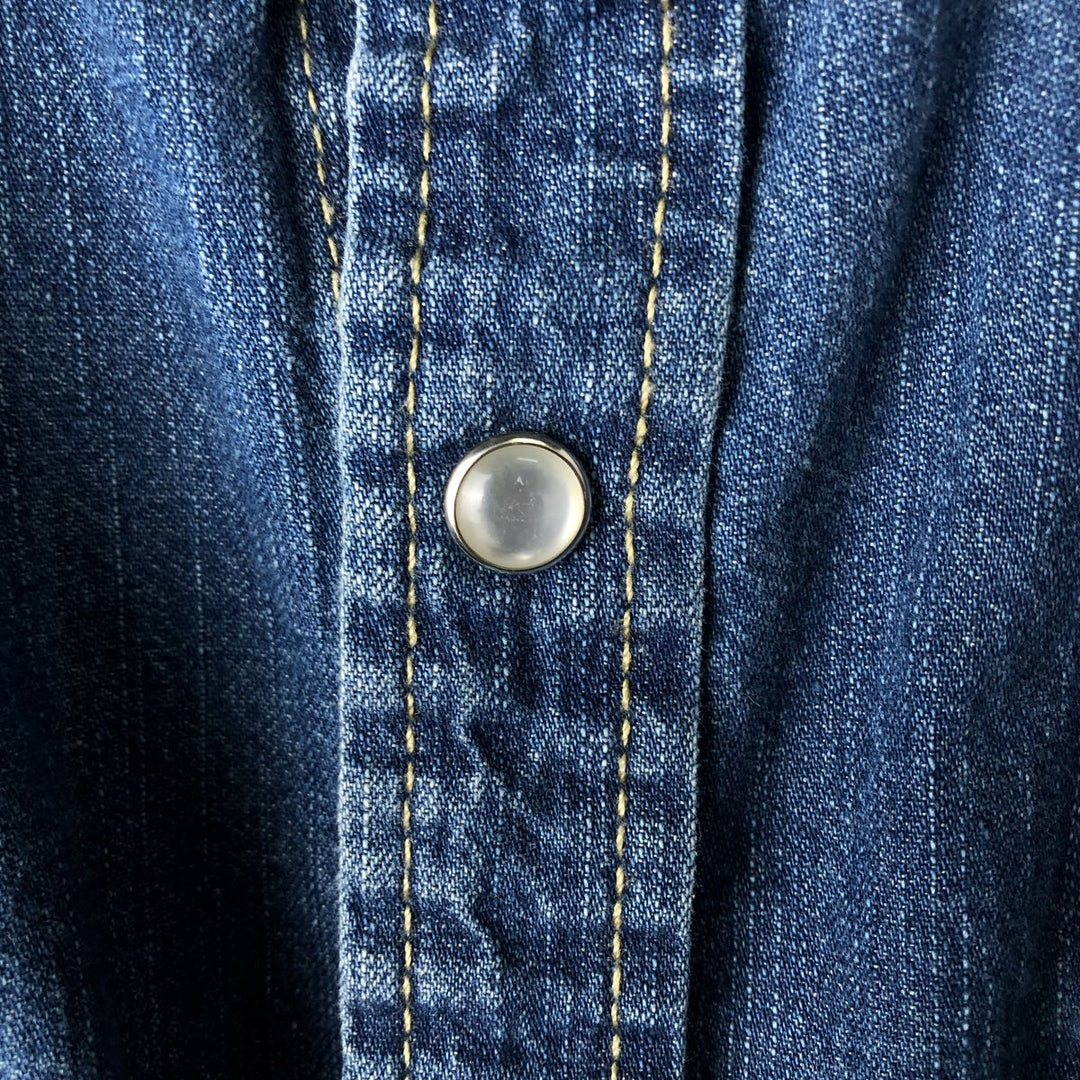 Levi's long-sleeved denim western shirt, men's size M equivalent, vintage. cotton blue type Vintage Second Hand